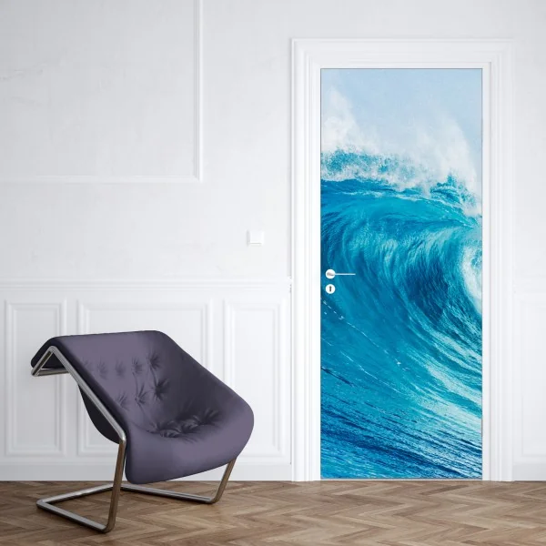 Naklejka na drzwi majestatyczna niebieska fala oceaniczna – Wallissimo® Naklejka na drzwi majestatyczna niebieska fala oceaniczna – Wallissimo®
