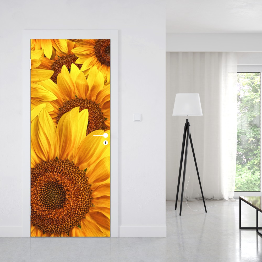 Naklejka na drzwi złoty kwiat słonecznika – Wallissimo® Naklejka na drzwi złoty kwiat słonecznika – Wallissimo®