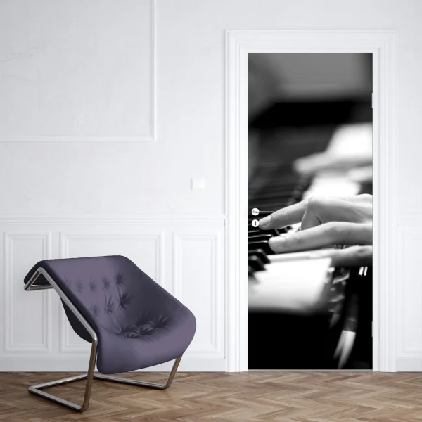 Naklejka na drzwi biała stokrotka na pastelowym różowym tle – Wallissimo®