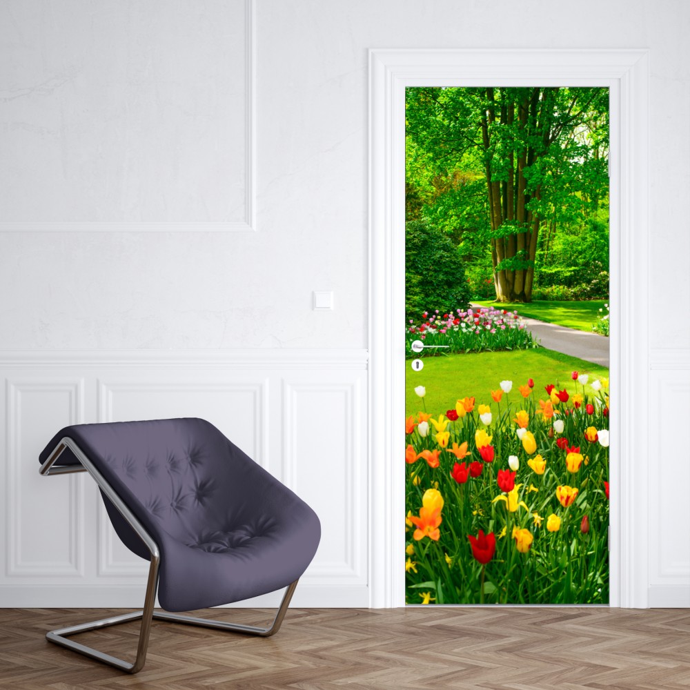 Naklejka na drzwi żywy ogród tulipanów w Keukenhof – Wallissimo® Naklejka na drzwi żywy ogród tulipanów w Keukenhof – Wallissimo®