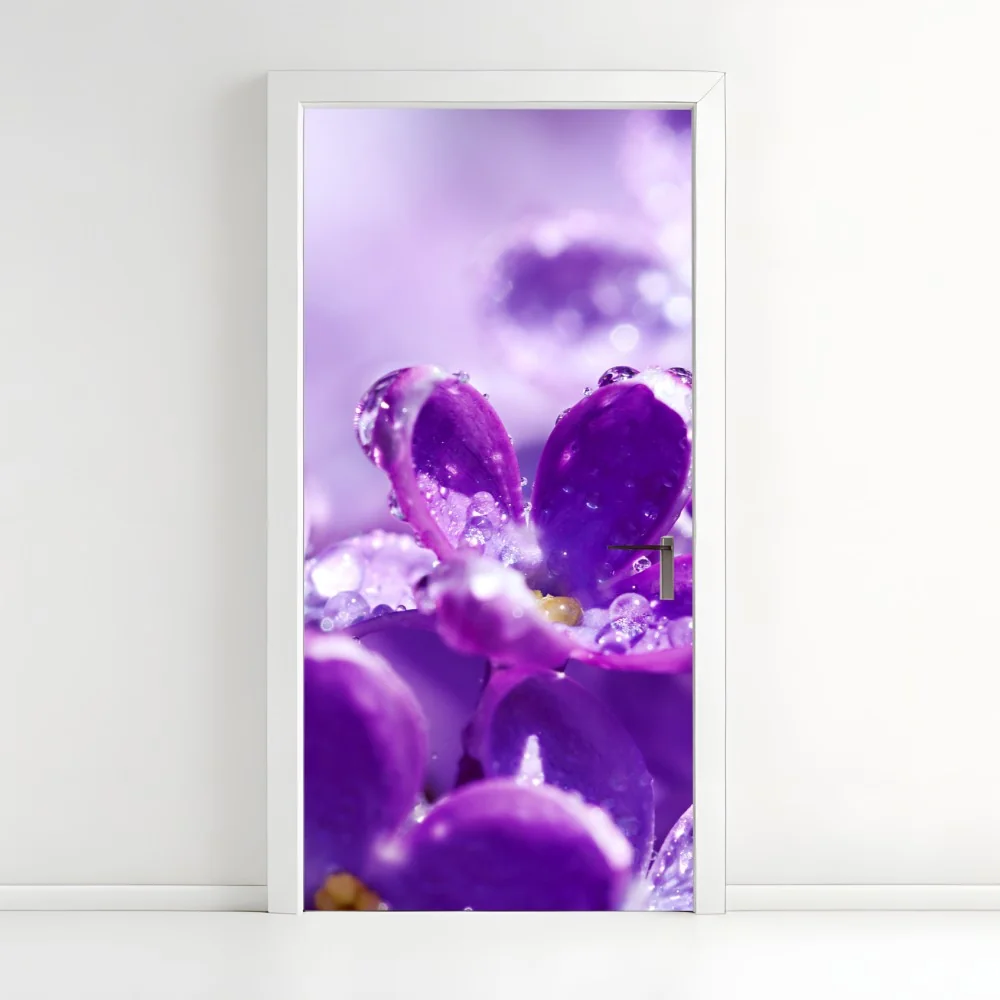 Naklejka na drzwi fioletowy bez z kroplami rosy – Wallissimo® Naklejka na drzwi fioletowy bez z kroplami rosy – Wallissimo®