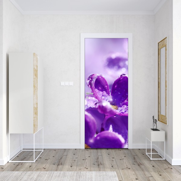 Naklejka na drzwi fioletowy bez z kroplami rosy – Wallissimo® Naklejka na drzwi fioletowy bez z kroplami rosy – Wallissimo®