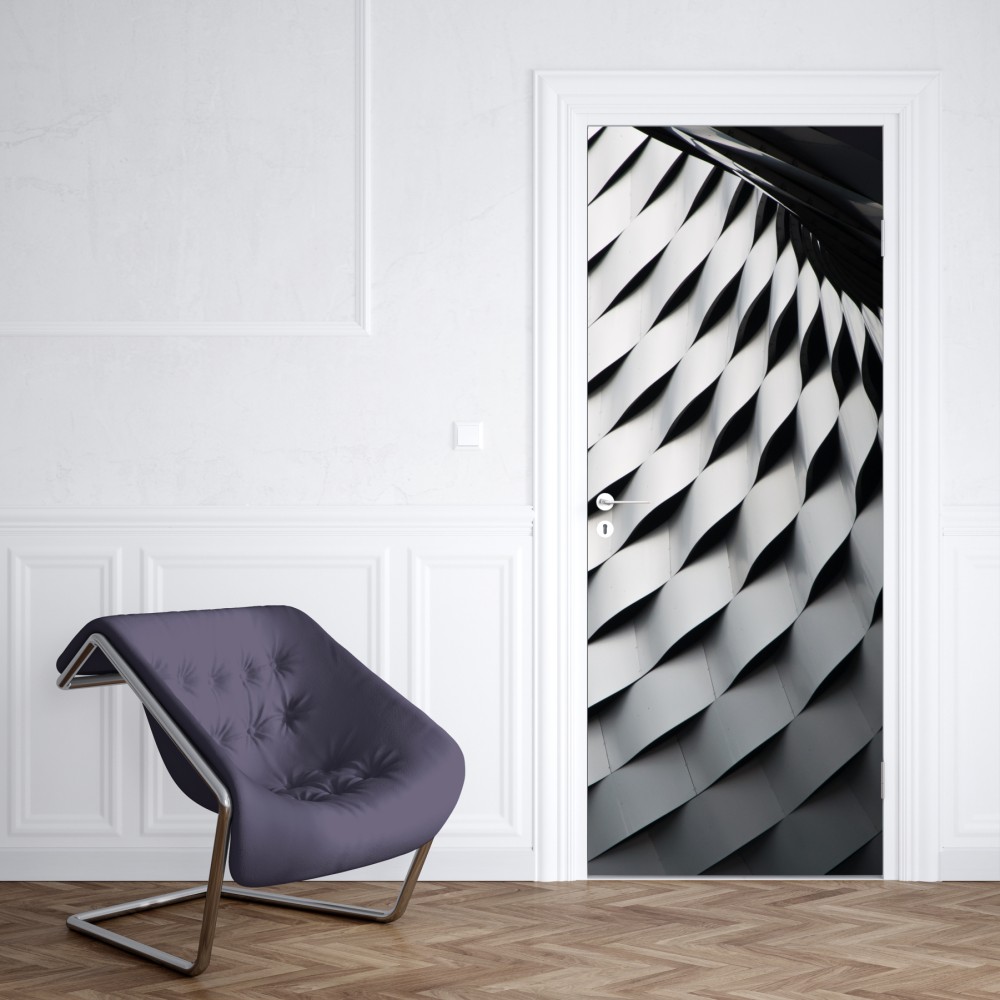 Naklejka na drzwi monochromatyczny geometryczny wzór z metalu – Wallissimo® Naklejka na drzwi monochromatyczny geometryczny wzór z metalu – Wallissimo®