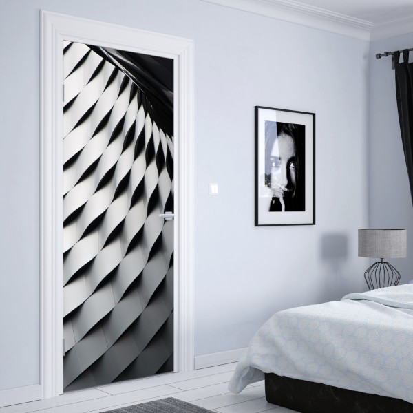 Naklejka na drzwi monochromatyczny geometryczny wzór z metalu – Wallissimo® Naklejka na drzwi monochromatyczny geometryczny wzór z metalu – Wallissimo®