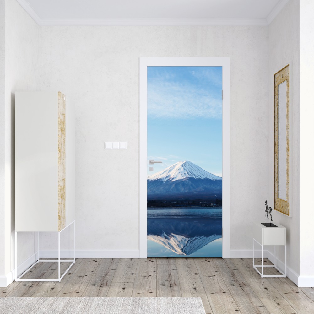 Naklejka na drzwi góra Fudżi odbicie w jeziorze – Wallissimo® Naklejka na drzwi góra Fudżi odbicie w jeziorze – Wallissimo®