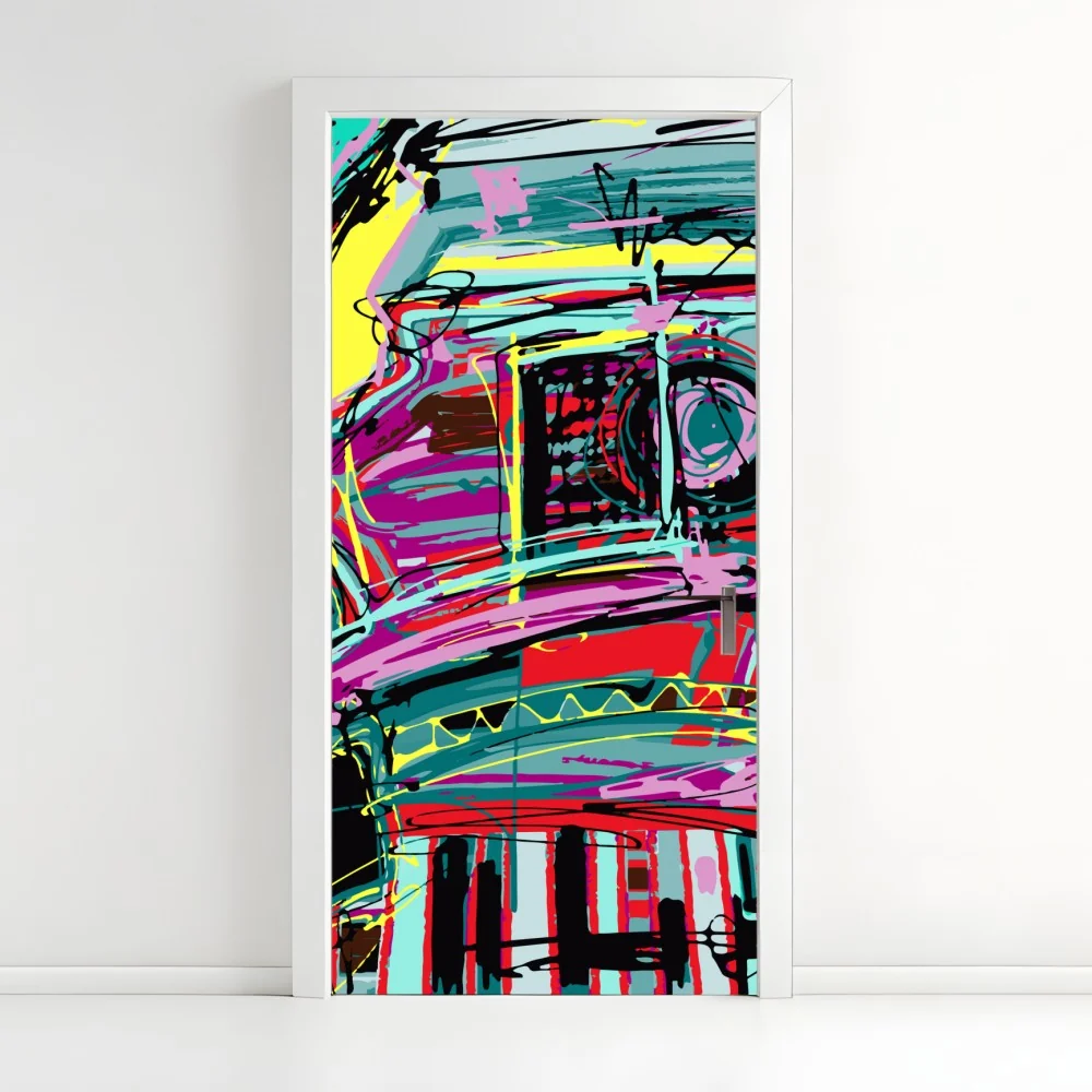 Naklejka na drzwi żywa turkusowa abstrakcyjna kompozycja samochodowa – Wallissimo® Naklejka na drzwi żywa turkusowa abstrakcyjna kompozycja samochodowa – Wallissimo®