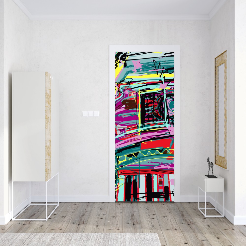 Naklejka na drzwi żywa turkusowa abstrakcyjna kompozycja samochodowa – Wallissimo® Naklejka na drzwi żywa turkusowa abstrakcyjna kompozycja samochodowa – Wallissimo®