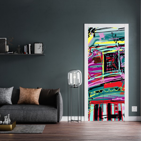 Naklejka na drzwi żywa turkusowa abstrakcyjna kompozycja samochodowa – Wallissimo® Naklejka na drzwi żywa turkusowa abstrakcyjna kompozycja samochodowa – Wallissimo®