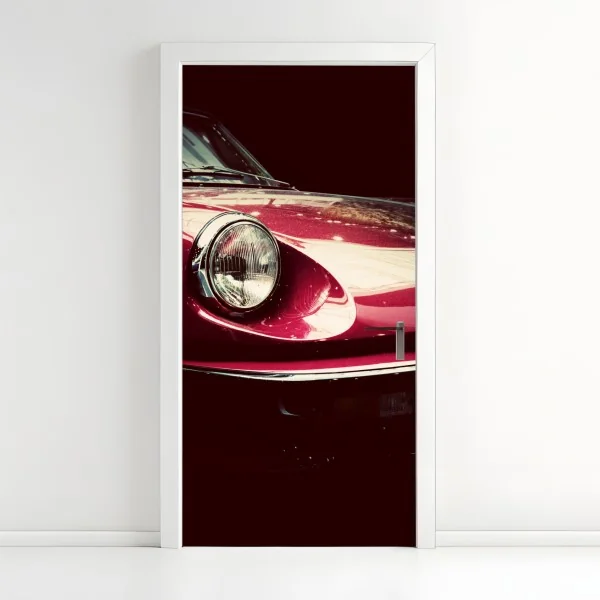 Naklejka na drzwi elegancki motyw art deco w odcieniach bordo i koralu – Wallissimo®