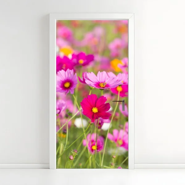 Naklejka na drzwi vintage wzór botaniczny z piwoniami – Wallissimo®