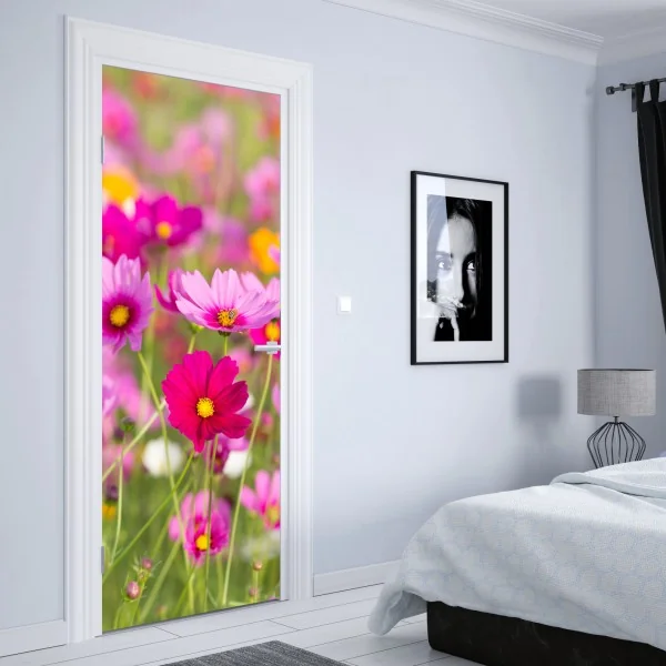 Naklejka na drzwi vintage wzór botaniczny z piwoniami – Wallissimo®