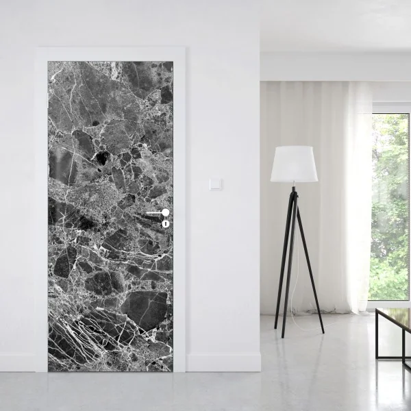 Naklejka na drzwi złoty geometryczny wzór z kołami – Wallissimo®