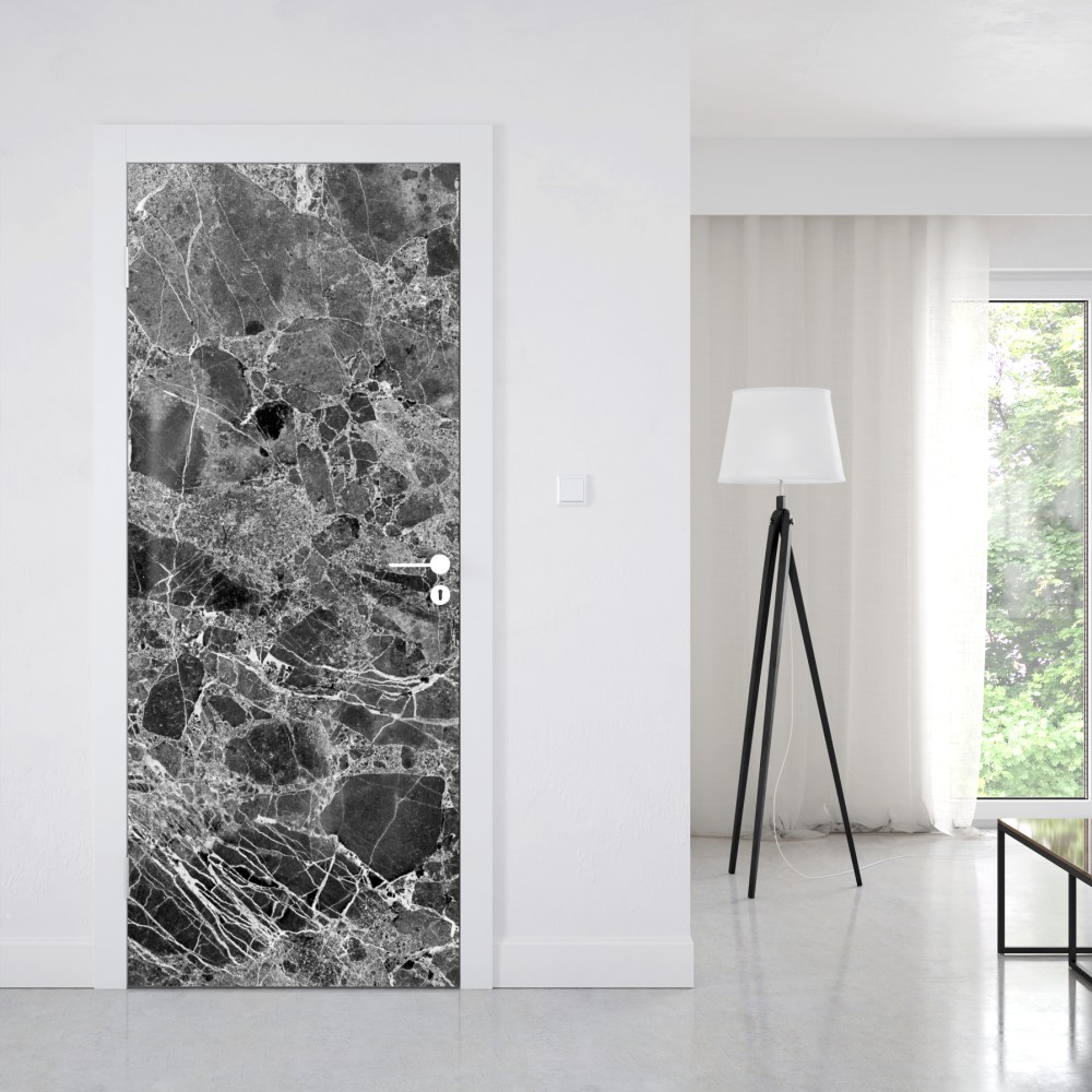 Naklejka na drzwi monochromatyczna tekstura marmuru – Wallissimo® Naklejka na drzwi monochromatyczna tekstura marmuru – Wallissimo®
