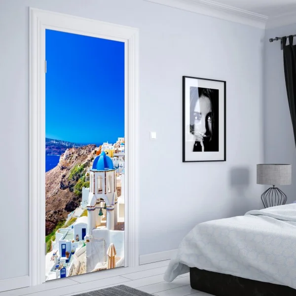 Naklejka na drzwi złoty geometryczny wzór z kołami – Wallissimo®