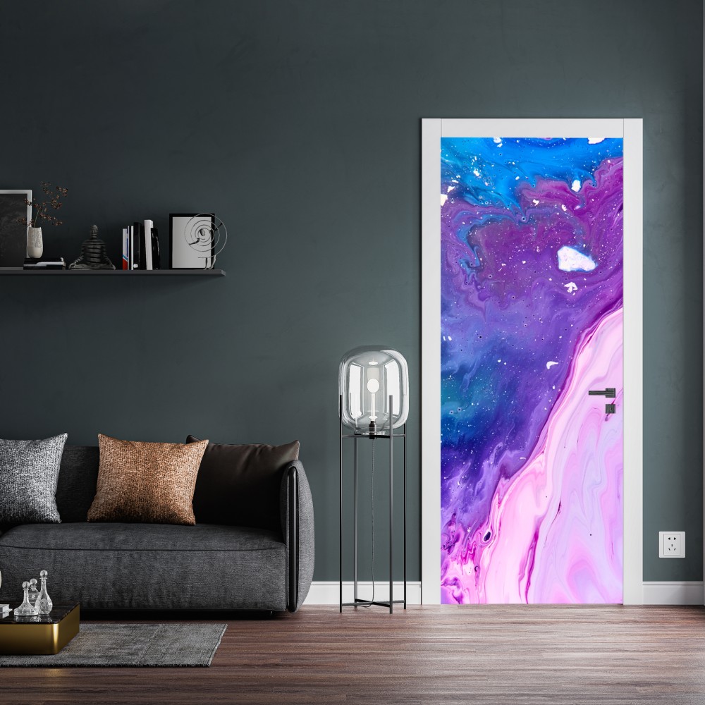 Naklejka na drzwi żywa niebiesko-fioletowa abstrakcja akrylowa – Wallissimo® Naklejka na drzwi żywa niebiesko-fioletowa abstrakcja akrylowa – Wallissimo®