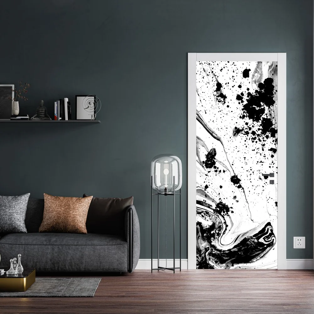 Naklejka na drzwi monochromatyczny marmur atramentowy abstrakcja – Wallissimo® Naklejka na drzwi monochromatyczny marmur atramentowy abstrakcja – Wallissimo®