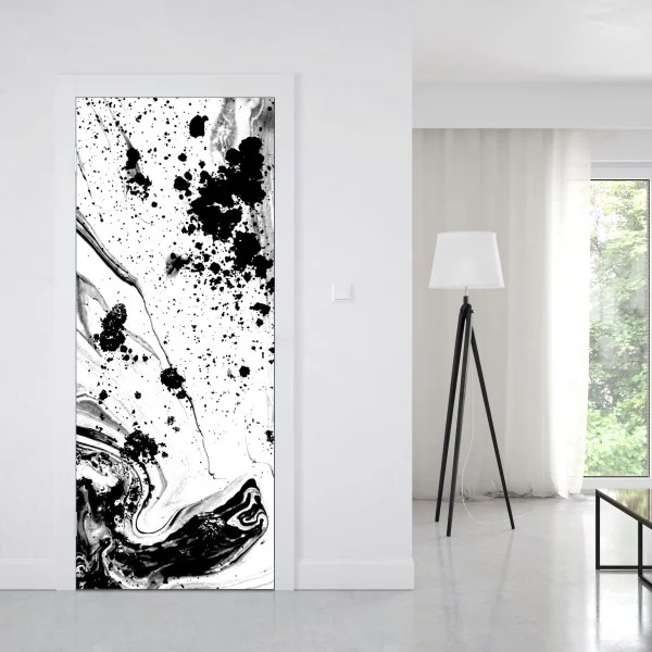Naklejka na drzwi monochromatyczny marmur atramentowy abstrakcja – Wallissimo® Naklejka na drzwi monochromatyczny marmur atramentowy abstrakcja – Wallissimo®