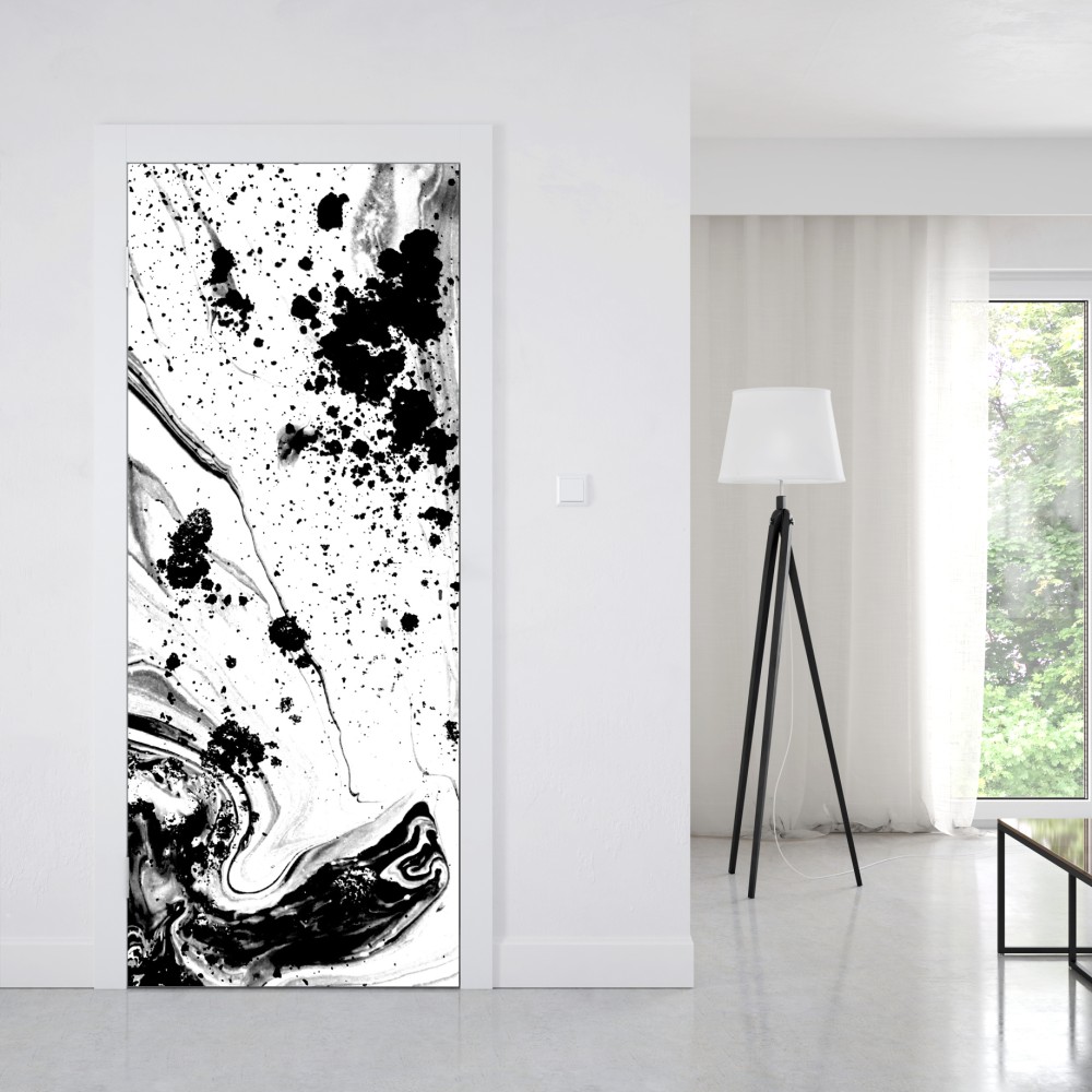 Naklejka na drzwi monochromatyczny marmur atramentowy abstrakcja – Wallissimo® Naklejka na drzwi monochromatyczny marmur atramentowy abstrakcja – Wallissimo®