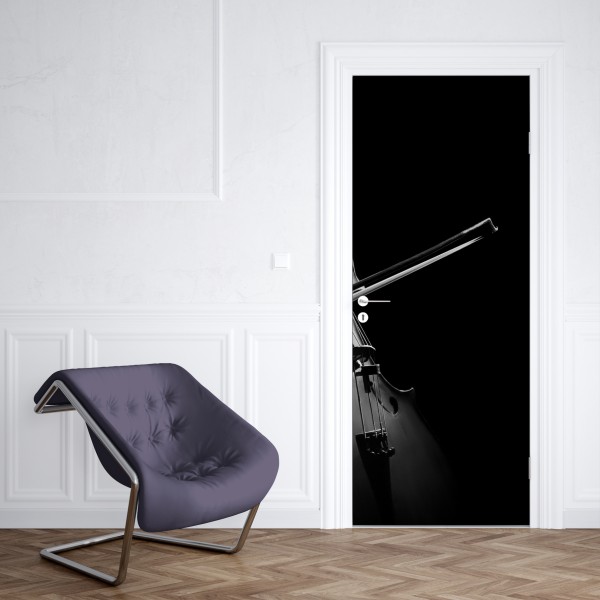 Naklejka na drzwi granatowy motyw z złotymi konturami kwiatów – Wallissimo®