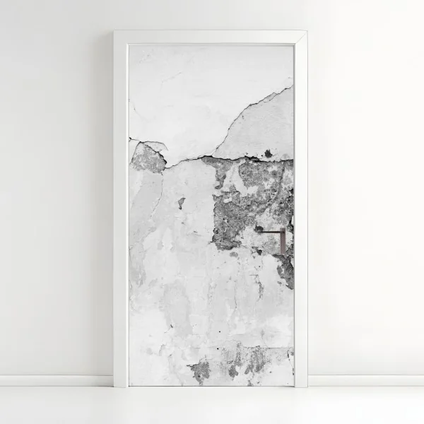 Naklejka na drzwi postarzony tynk na ścianie w odcieniach szarości