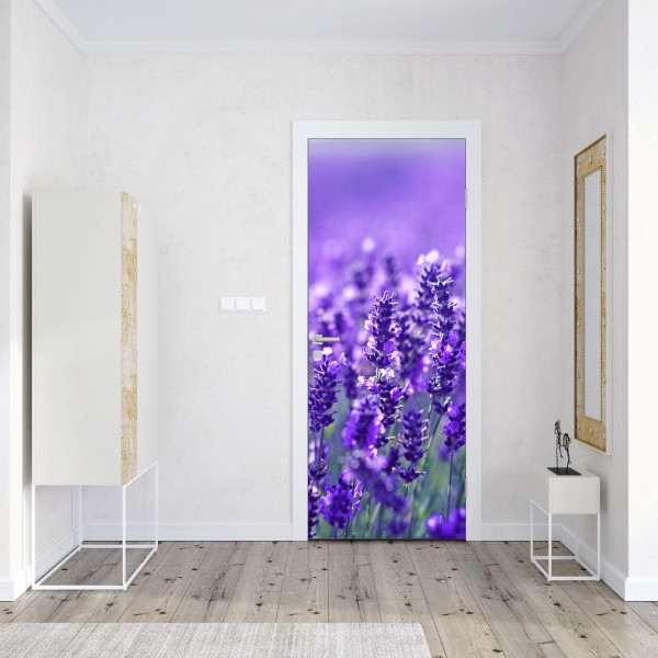 Naklejka na drzwi zbliżenie pola lawendy – Wallissimo® Naklejka na drzwi zbliżenie pola lawendy – Wallissimo®