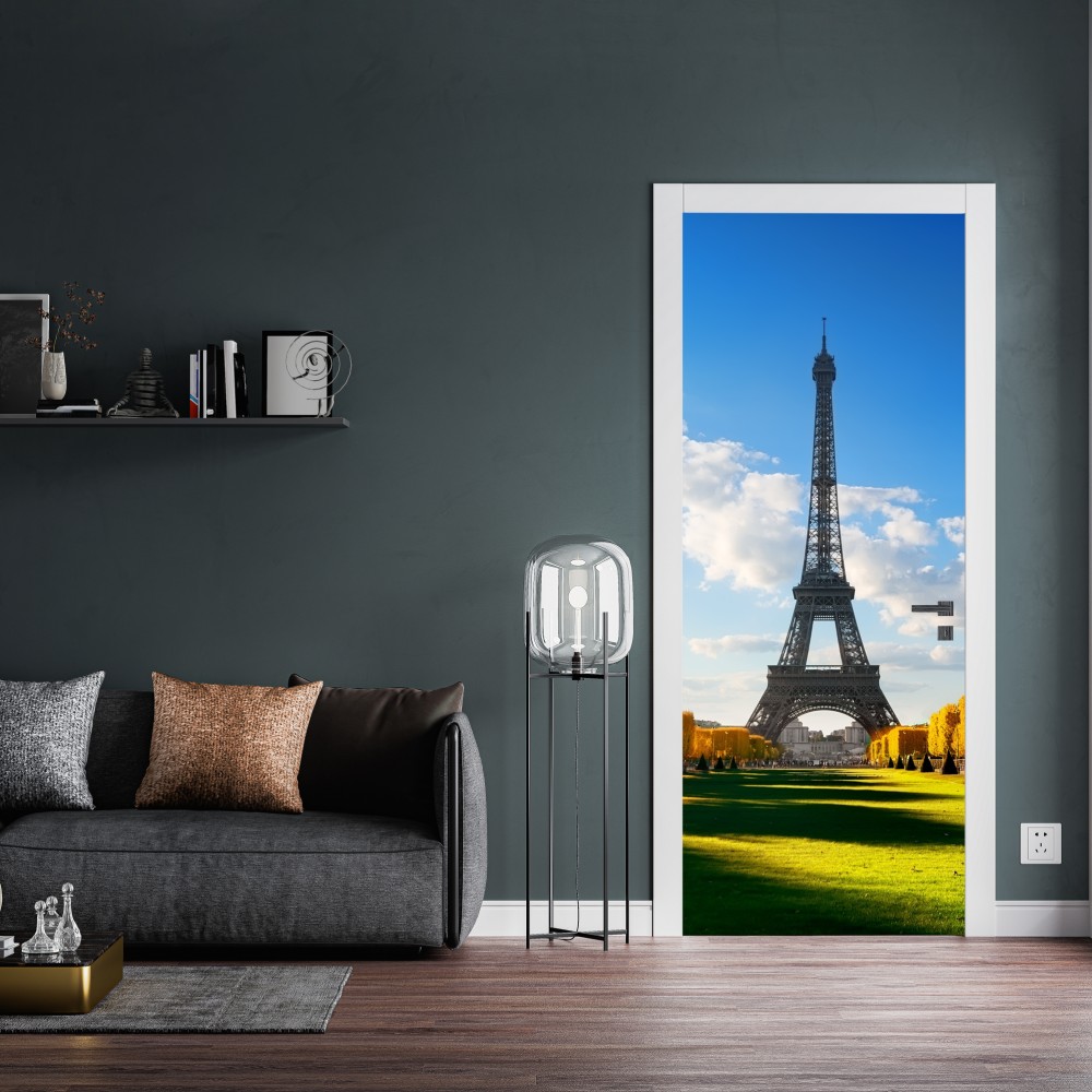 Naklejka na drzwi wiosna na Champs de Mars, Wieża Eiffla, Paryż – Wallissimo® Naklejka na drzwi wiosna na Champs de Mars, Wieża Eiffla, Paryż – Wallissimo®