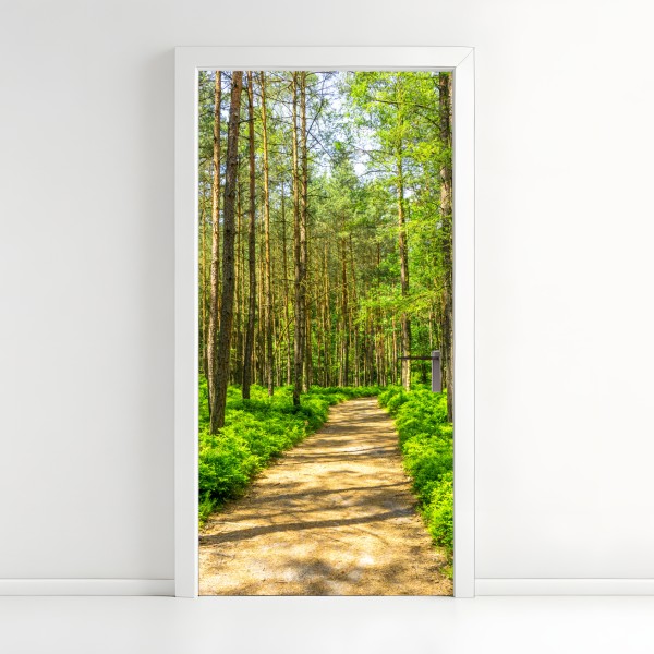 Naklejka na drzwi granatowy motyw z złotymi konturami kwiatów – Wallissimo®