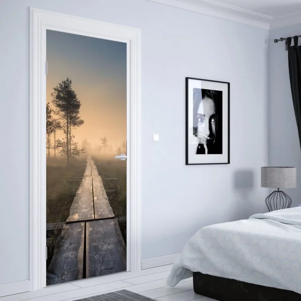 Naklejka na drzwi ciepłe abstrakcyjne formy – Wallissimo®