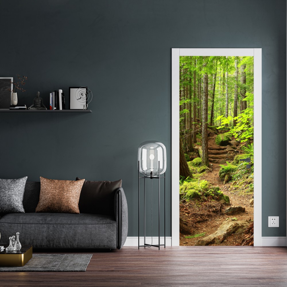 Naklejka na drzwi mchowa leśna ścieżka – Wallissimo® Naklejka na drzwi mchowa leśna ścieżka – Wallissimo®