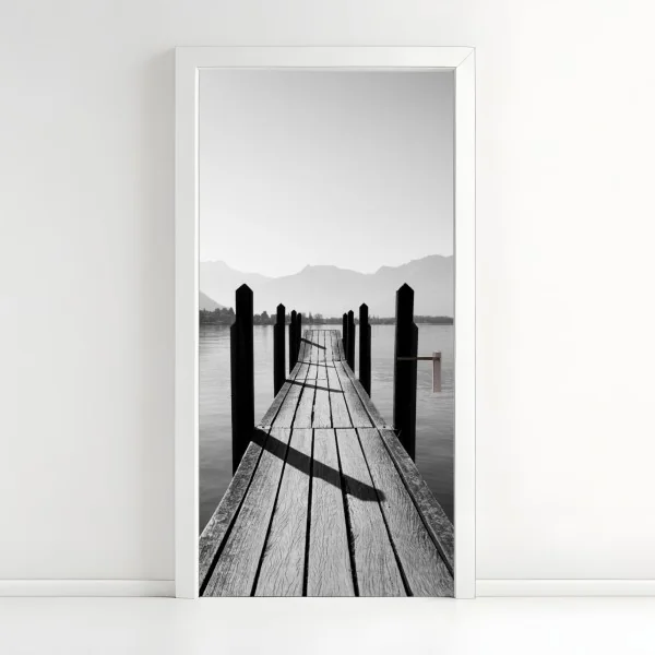 Naklejka na drzwi delikatny niebieski wzór botaniczny – Wallissimo®