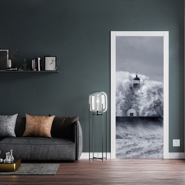 Naklejka na drzwi czarny marmur z białymi żyłkami – Wallissimo®