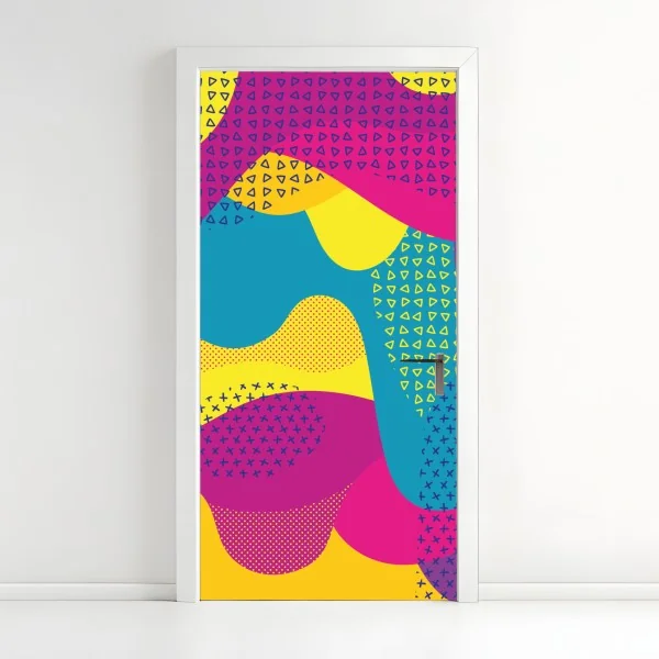 Naklejka na drzwi żywy abstrakcyjny wzór fal