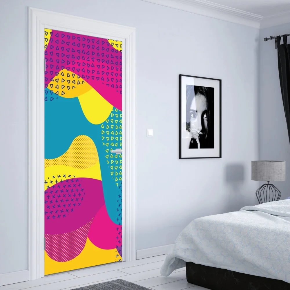 Naklejka na drzwi żywy abstrakcyjny wzór fal – Wallissimo® Naklejka na drzwi żywy abstrakcyjny wzór fal – Wallissimo®