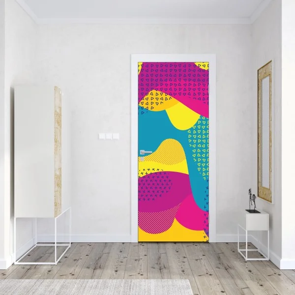 Naklejka na drzwi żywy abstrakcyjny wzór fal – Wallissimo® Naklejka na drzwi żywy abstrakcyjny wzór fal – Wallissimo®