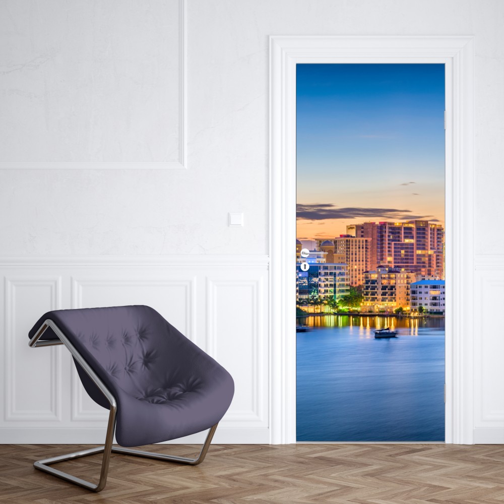 Naklejka na drzwi Sarasota o świcie nad zatoką – Wallissimo® Naklejka na drzwi Sarasota o świcie nad zatoką – Wallissimo®