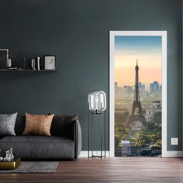 Naklejka na drzwi ciemna faktura marmuru – Wallissimo®