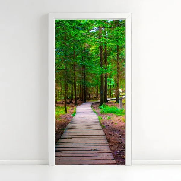 Naklejka na drzwi granatowy motyw z złotymi konturami kwiatów – Wallissimo®