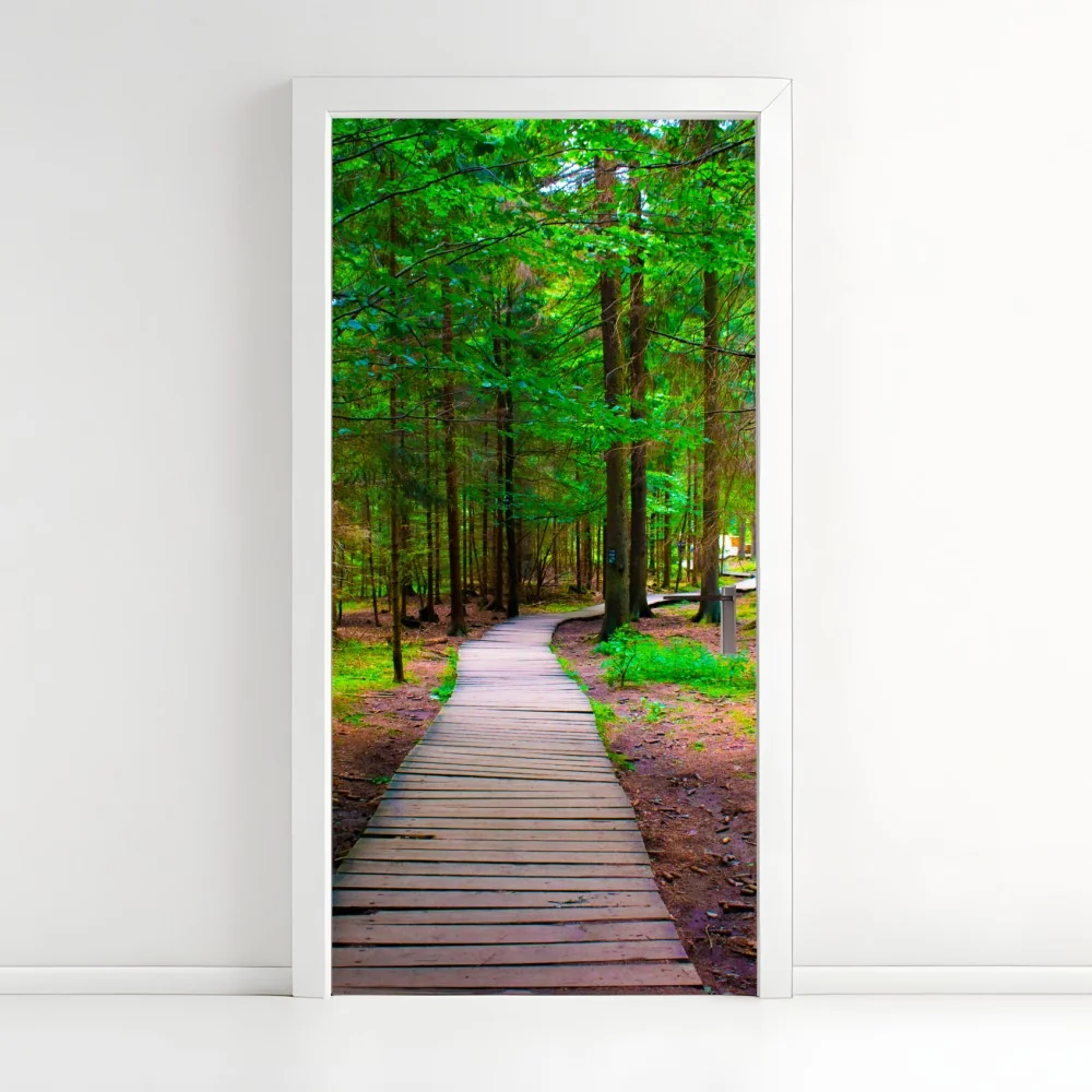 Naklejka na drzwi spokojna leśna kładka – Wallissimo® Naklejka na drzwi spokojna leśna kładka – Wallissimo®