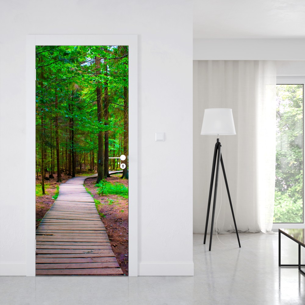 Naklejka na drzwi spokojna leśna kładka – Wallissimo® Naklejka na drzwi spokojna leśna kładka – Wallissimo®