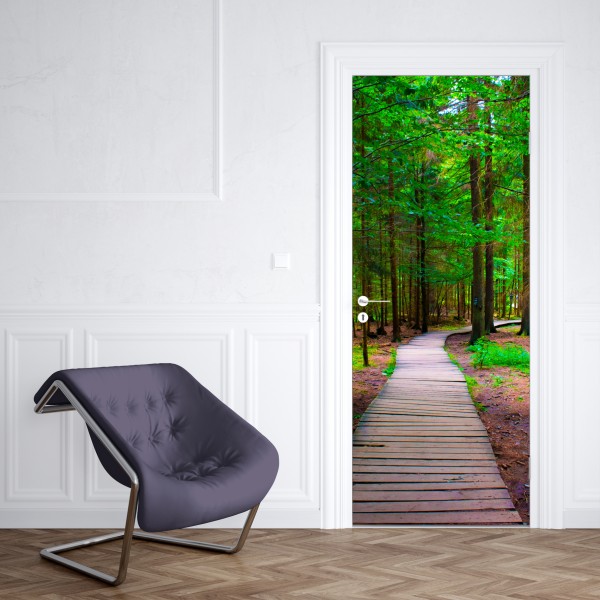 Naklejka na drzwi spokojna leśna kładka – Wallissimo® Naklejka na drzwi spokojna leśna kładka – Wallissimo®