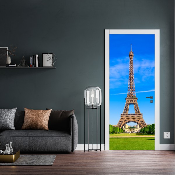 Naklejka na drzwi akwarelowy wzór ogrodu kaktusów – Wallissimo®