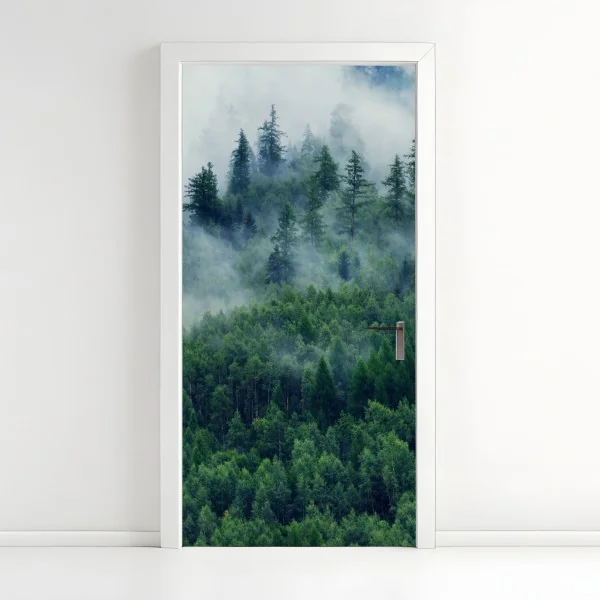 Naklejka na drzwi złote tropikalne liście na beżowym tle – Wallissimo®