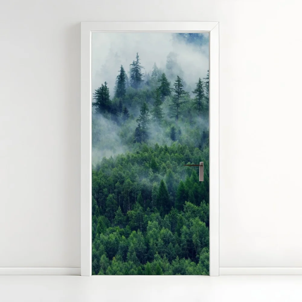 Naklejka na drzwi mglisty zielony las – Wallissimo® Naklejka na drzwi mglisty zielony las – Wallissimo®