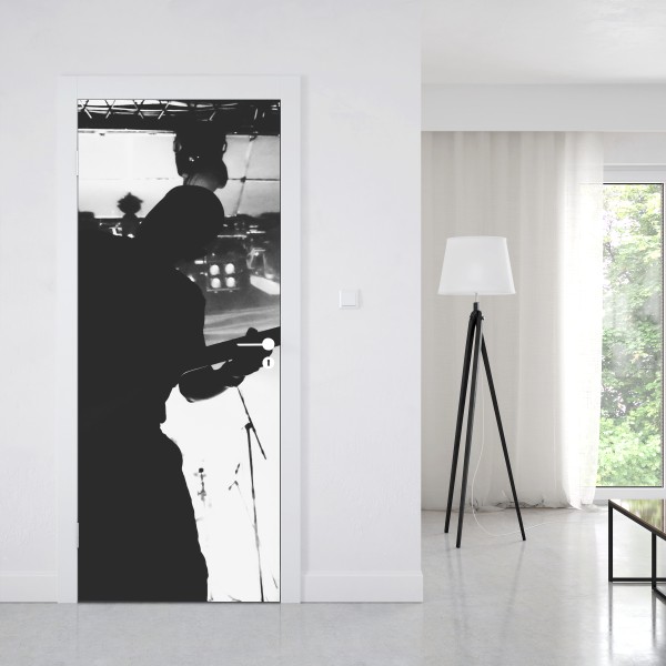 Naklejka na drzwi czarny marmur z białymi żyłkami – Wallissimo®