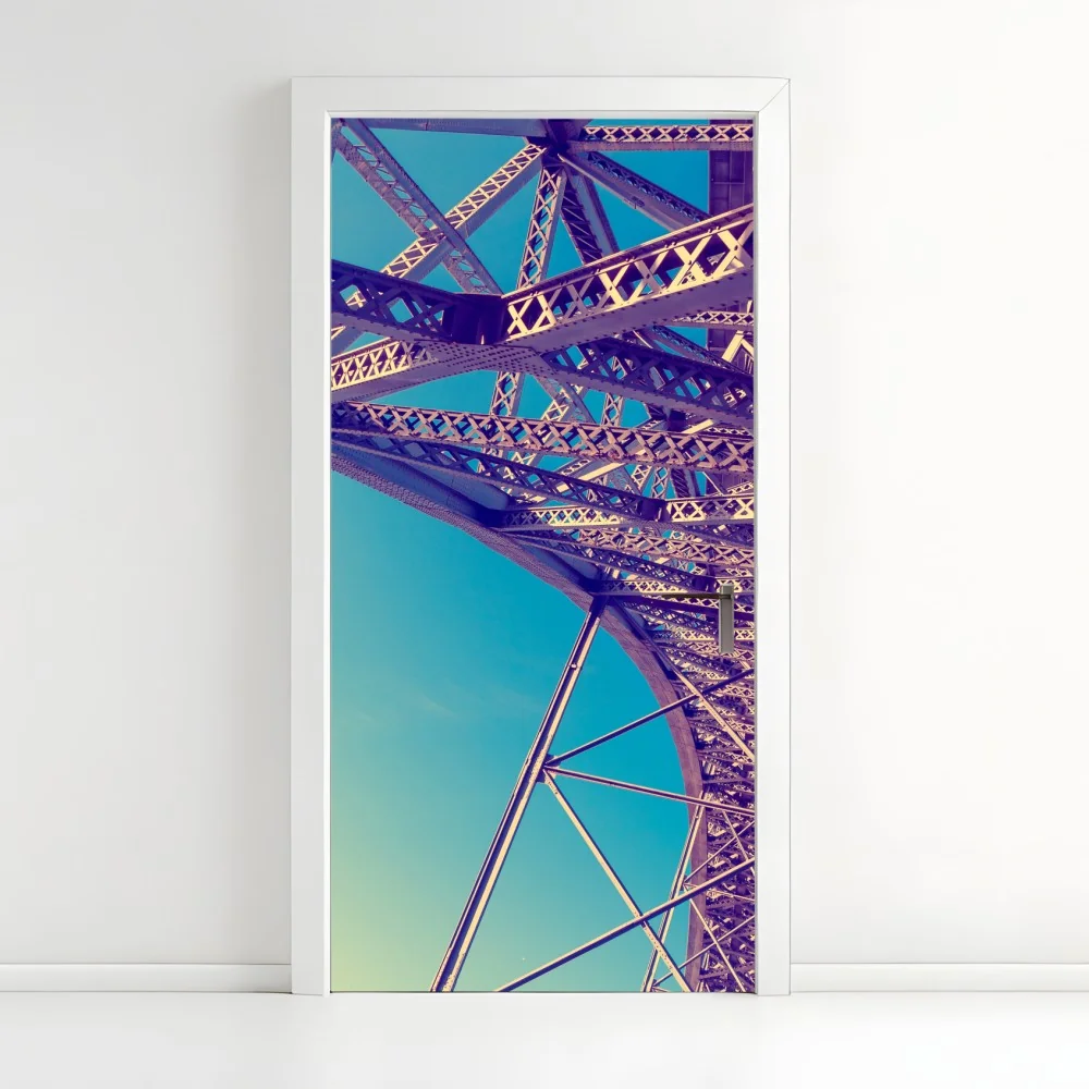 Naklejka na drzwi abstrakcyjna stalowa konstrukcja mostu w perspektywie – Wallissimo® Naklejka na drzwi abstrakcyjna stalowa konstrukcja mostu w perspektywie – Wallissimo®