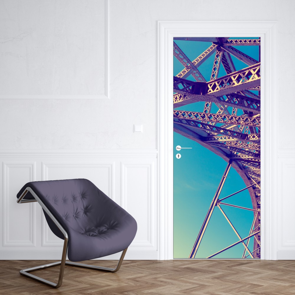Naklejka na drzwi abstrakcyjna stalowa konstrukcja mostu w perspektywie – Wallissimo® Naklejka na drzwi abstrakcyjna stalowa konstrukcja mostu w perspektywie – Wallissimo®