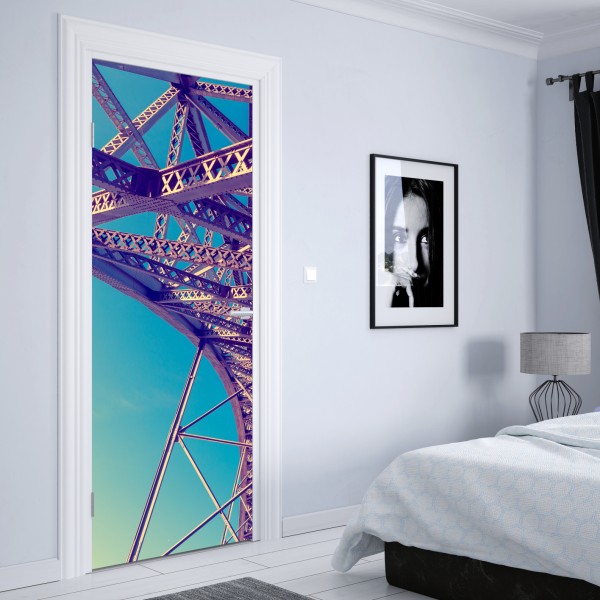 Naklejka na drzwi abstrakcyjna stalowa konstrukcja mostu w perspektywie – Wallissimo® Naklejka na drzwi abstrakcyjna stalowa konstrukcja mostu w perspektywie – Wallissimo®