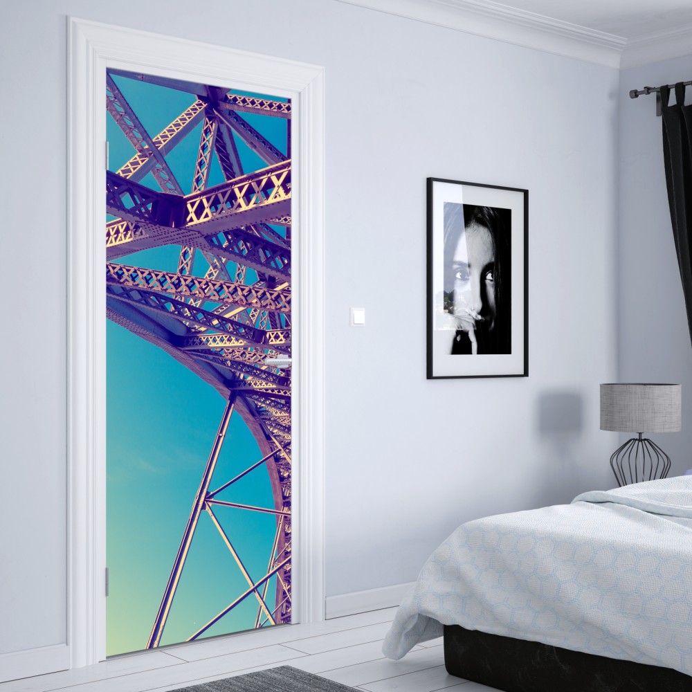 Naklejka na drzwi abstrakcyjna stalowa konstrukcja mostu w perspektywie – Wallissimo® Naklejka na drzwi abstrakcyjna stalowa konstrukcja mostu w perspektywie – Wallissimo®