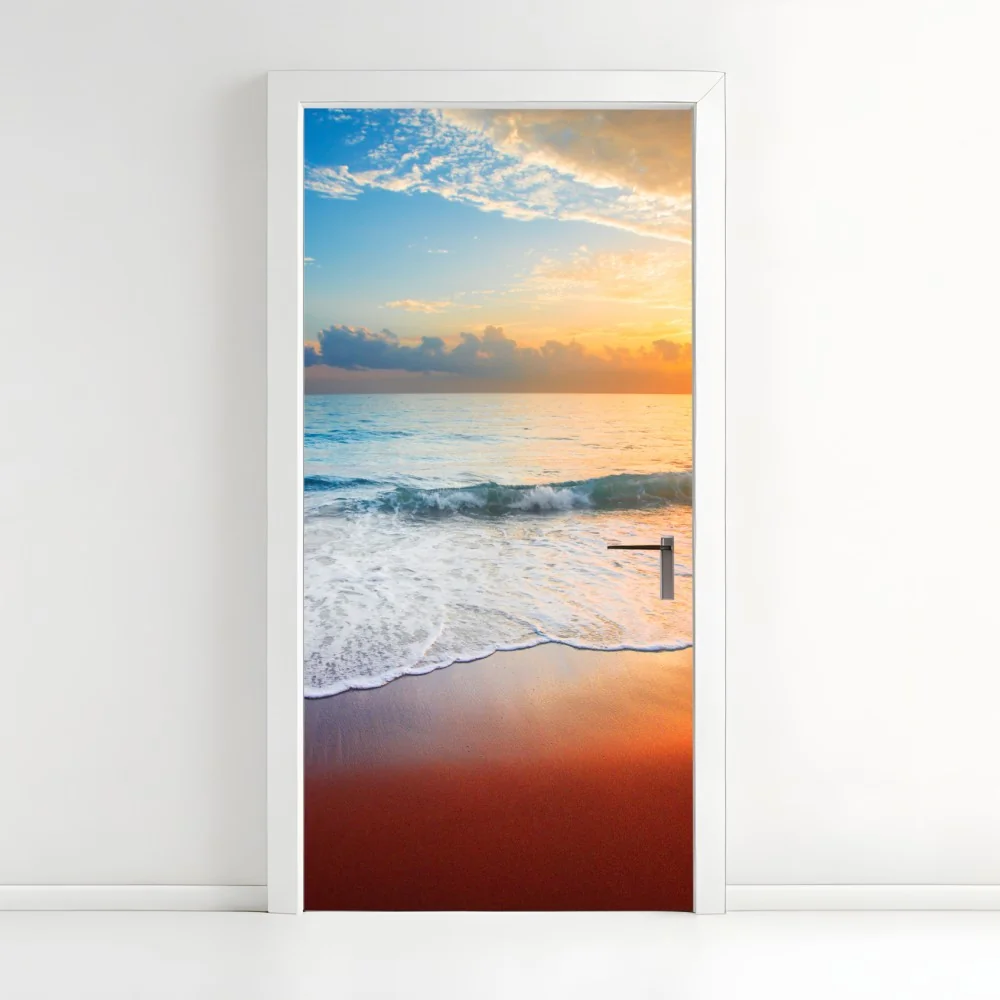 Naklejka na drzwi spokojny zachód słońca nad oceanem – Wallissimo® Naklejka na drzwi spokojny zachód słońca nad oceanem – Wallissimo®