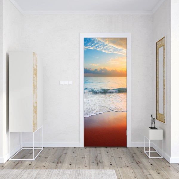 Naklejka na drzwi majestatyczny Matterhorn odbity w alpejskim jeziorze – Wallissimo®